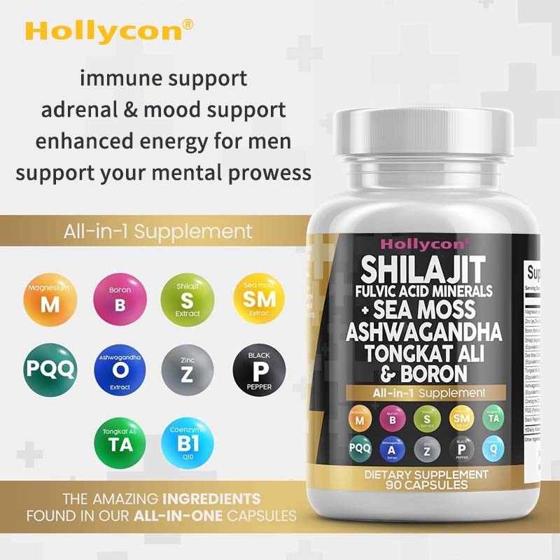 OEM Ashwagandha Tongkat Ali Boron Magnésium Pour Hommes Capsules d'acide fulvique Shilajit