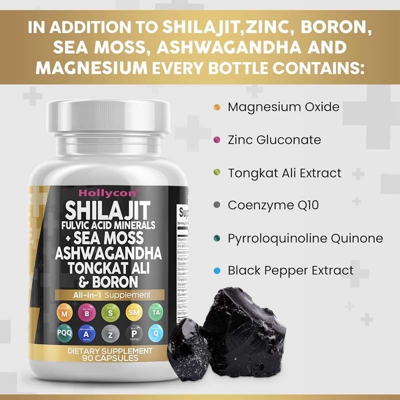 OEM Ashwagandha Tongkat Ali Boron Magnésium Pour Hommes Capsules d'acide fulvique Shilajit