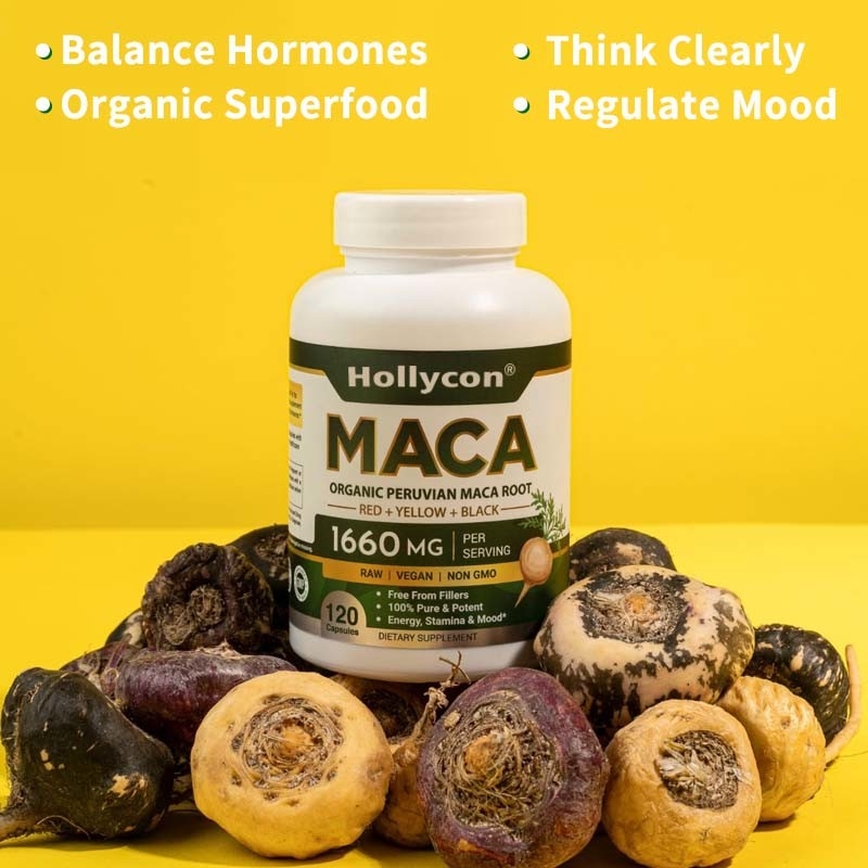 OEM Equilibre hormonal Capsules de racine de maca organiques pour femmes et hommes Capsules de racine de maca
