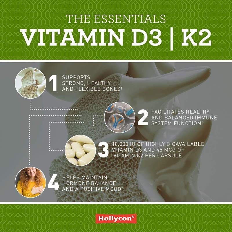 Support immunitaire végétalien de la vitamine D3 + K2 MK7 alimentaire pour adultes