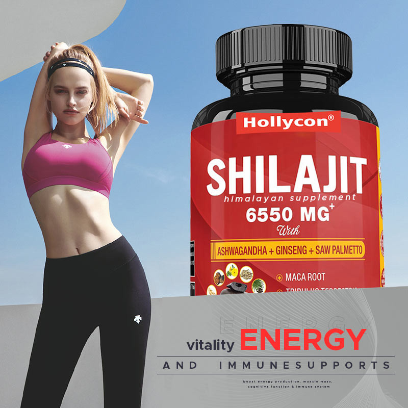 Supplément de Shilajit de l'Himalaya soutient l'énergie et le système immunitaire combiné Ashwagandha Ginseng Saw Palmetto Maca