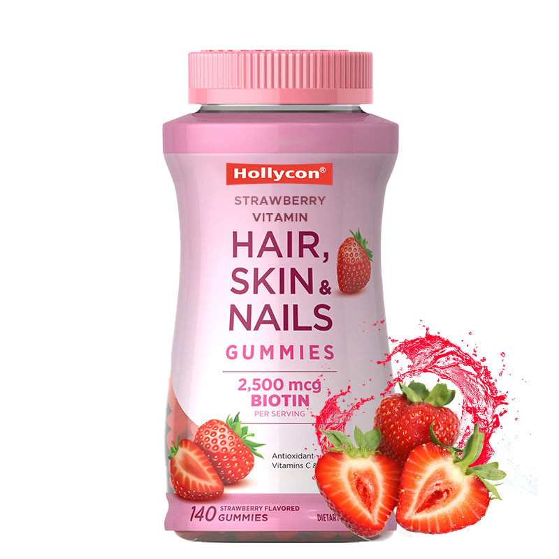 Cheveux Peau et ongles Vitamines gommeuses avec biotine soutient la santé immunitaire saveur de fraise