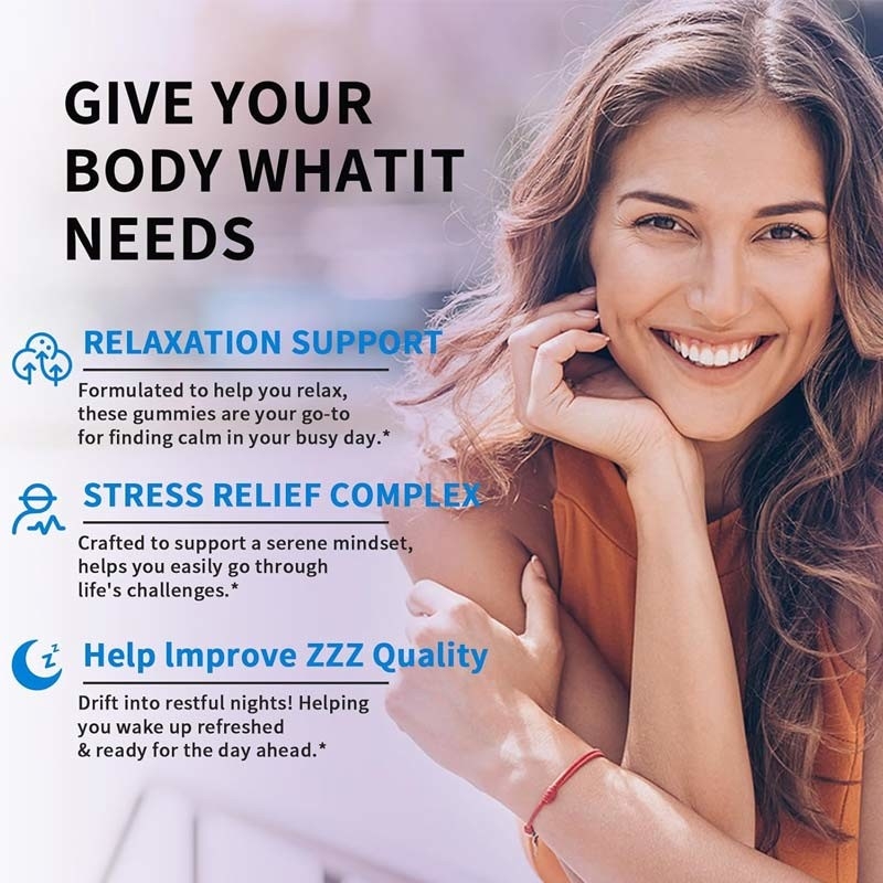 Fabrique GABA avec L-théanine 5-HTP Vitamines D3 B12 soulagement du stress gomme de sommeil