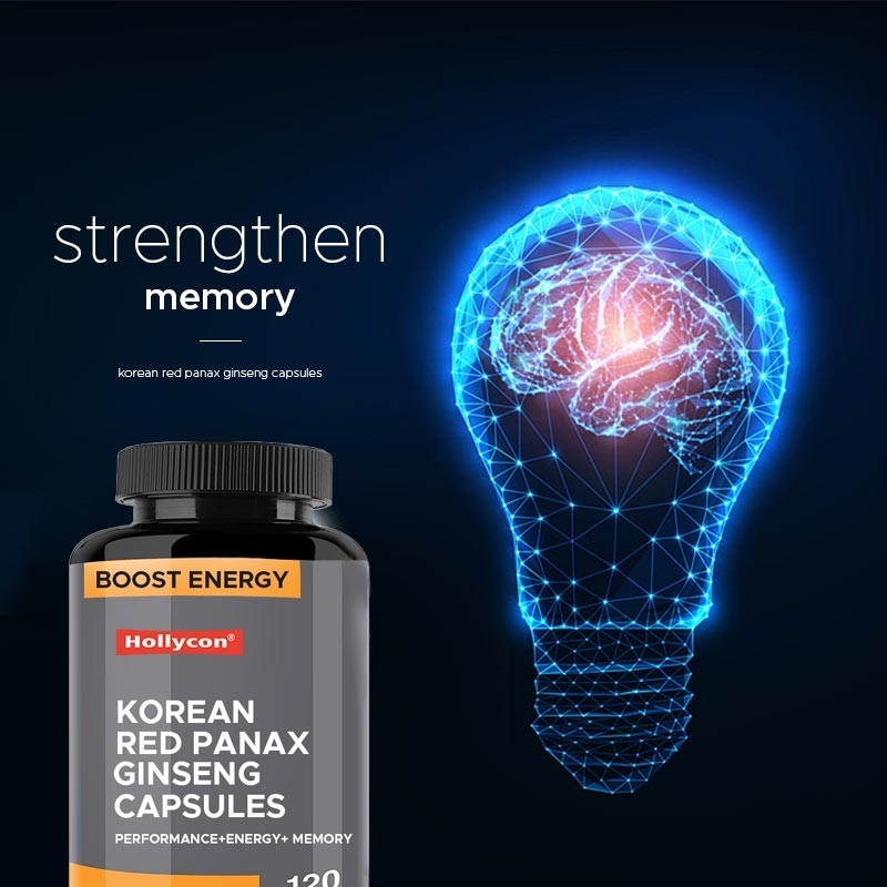 OEM Coréen Rouge Panax Ginseng Capsules Ginkgo Biloba Augmenter la concentration énergétique Mémoire pour les hommes et les femmes