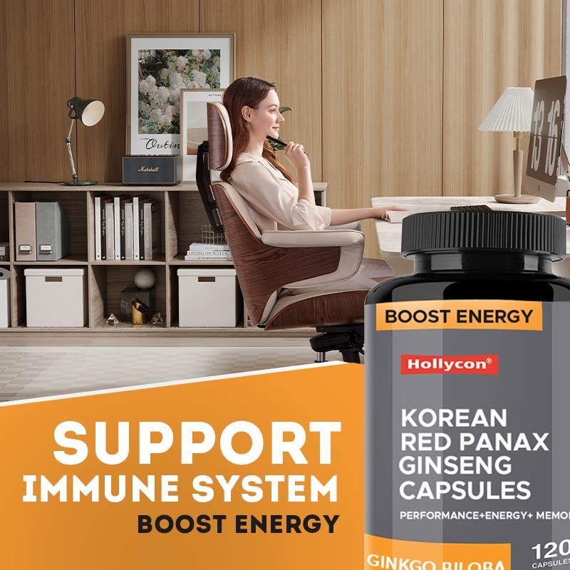 OEM Coréen Rouge Panax Ginseng Capsules Ginkgo Biloba Augmenter la concentration énergétique Mémoire pour les hommes et les femmes