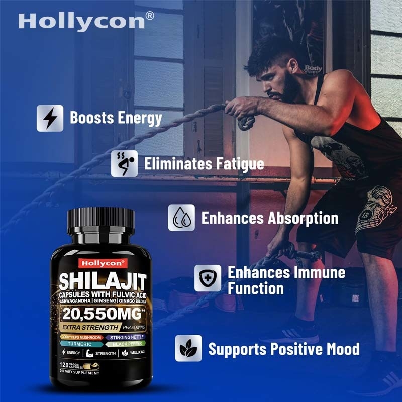 Shilajit capsules 85+ oligo-minéraux énergie et soutien immunitaire pour les hommes et les femmes