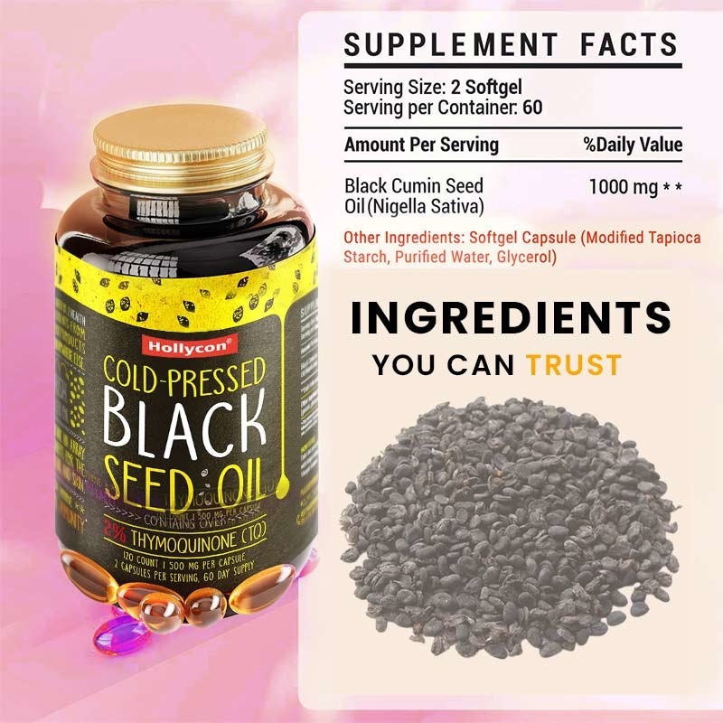 Huile de graines de cumin noir gels doux 1000 mg huile de graines de cumin noir pour le soutien immunitaire