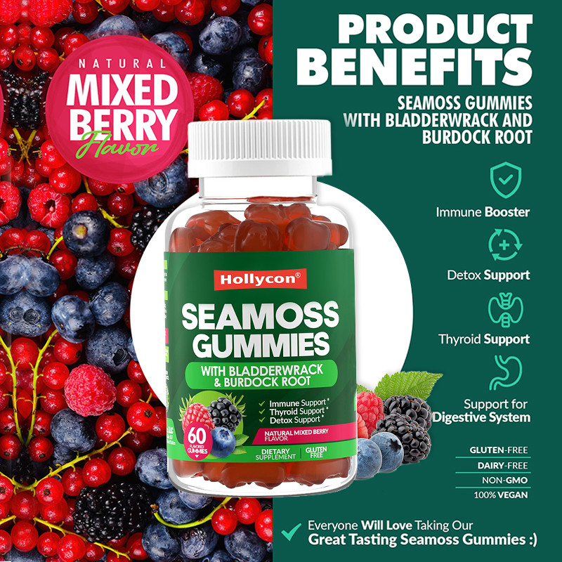 Des gommes de mousse de mer d'Irlande 1000mg Bladderwrack Gommes de mousse de mer pour le soutien digestif