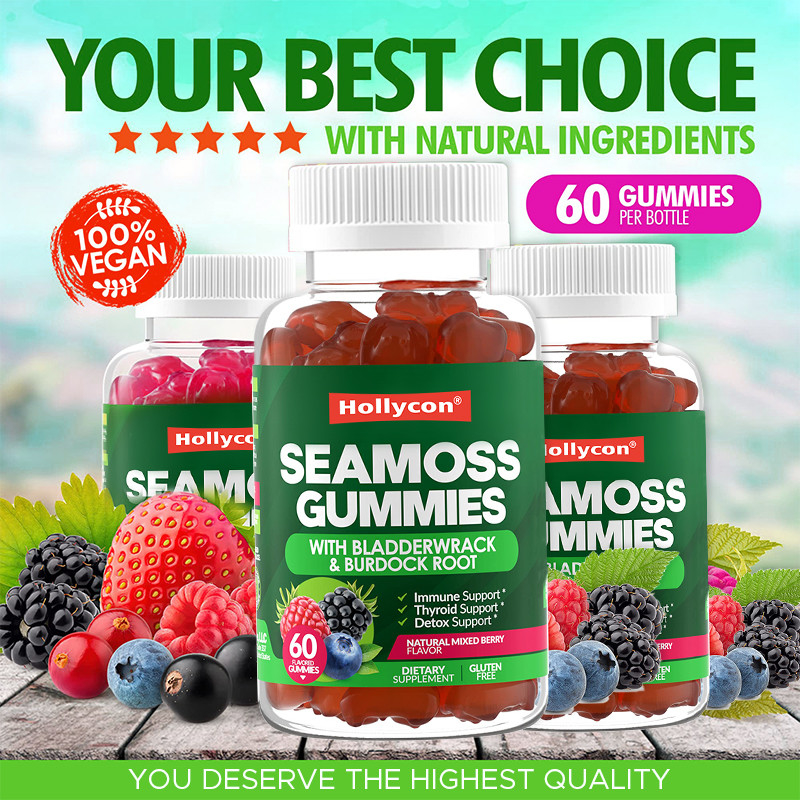 Des gommes de mousse de mer d'Irlande 1000mg Bladderwrack Gommes de mousse de mer pour le soutien digestif