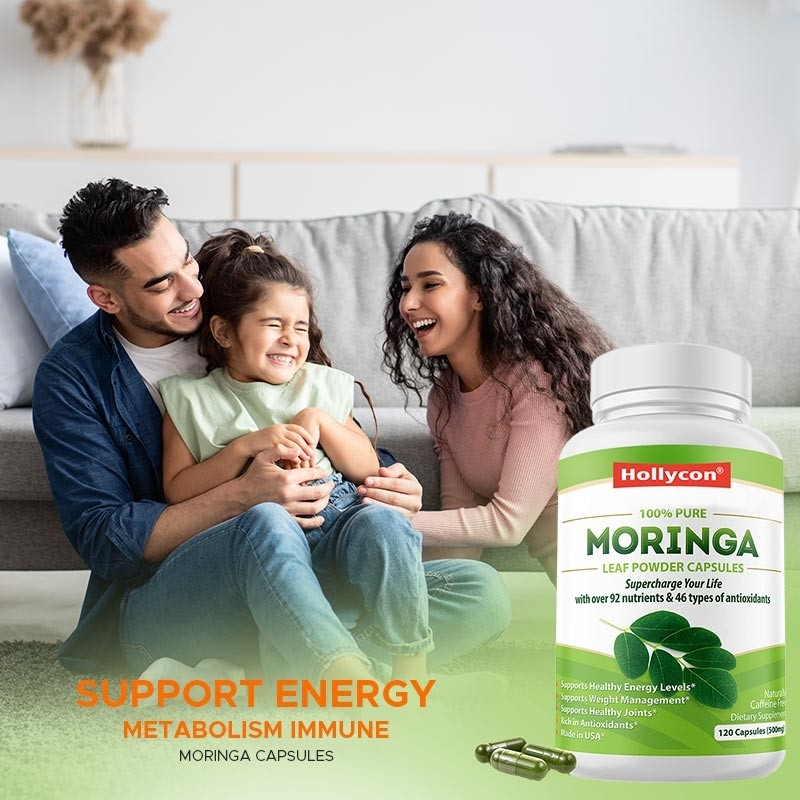 Capsules de moringa poudre de moringa organique feuille de moringa soutient le métabolisme énergétique usine immunitaire