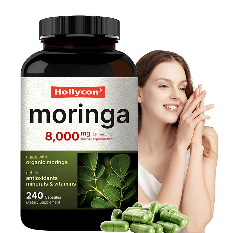 Poudre de feuilles de moringa biologique Supplément d'extrait de feuilles de moringa OEM Santé de la peau Antioxydant immunitaire