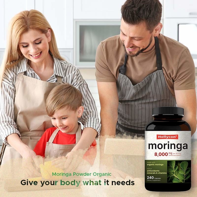 Poudre de feuilles de moringa biologique Supplément d'extrait de feuilles de moringa OEM Santé de la peau Antioxydant immunitaire