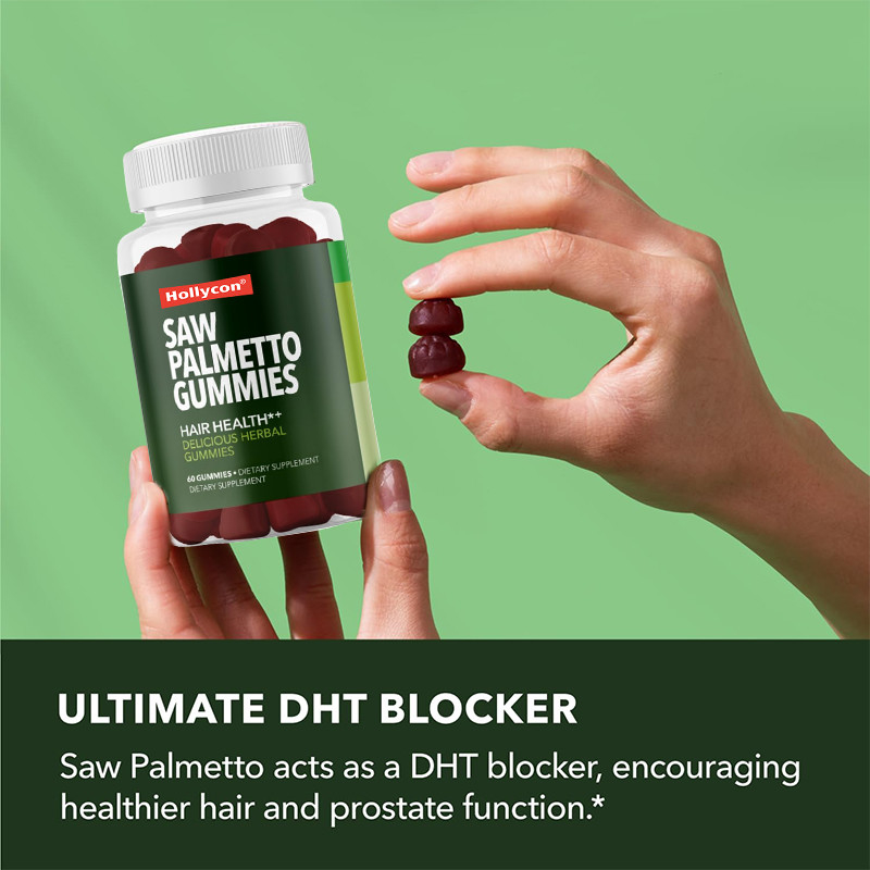 Les gommes de saw palmetto pour la santé du cuir chevelu 75 mg extrait de saw palmetto pour le soutien des cheveux