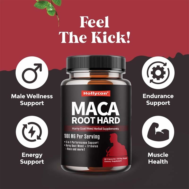 Suppléments à base de plantes à base de maca à marque privée Capsules dures d'herbe de chèvre pour augmenter l'énergie
