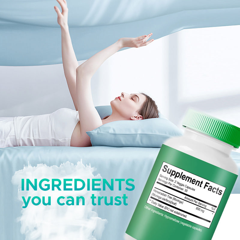 Capsules de poudre de moringa pour soutenir des niveaux d'énergie sains