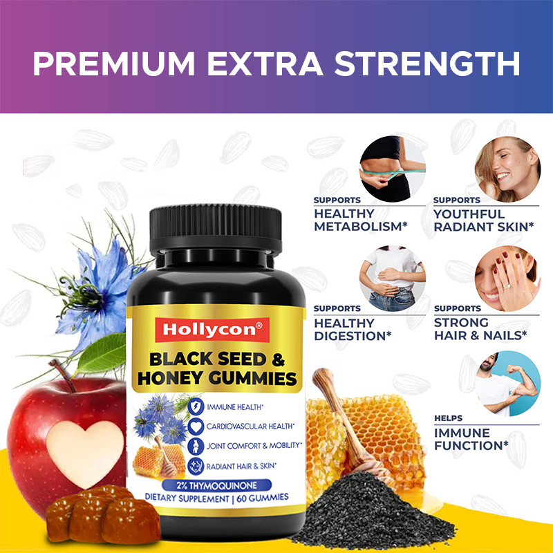 L' huile de graines noires et les gommes de miel 200 mg d' extrait d' huile de graines noires pour le soutien immunitaire