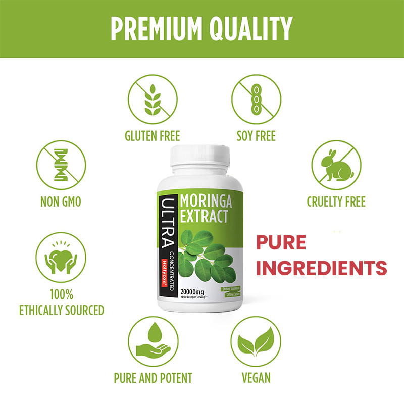 Les capsules de moringa pur d'usine soutiennent le système immunitaire digestif