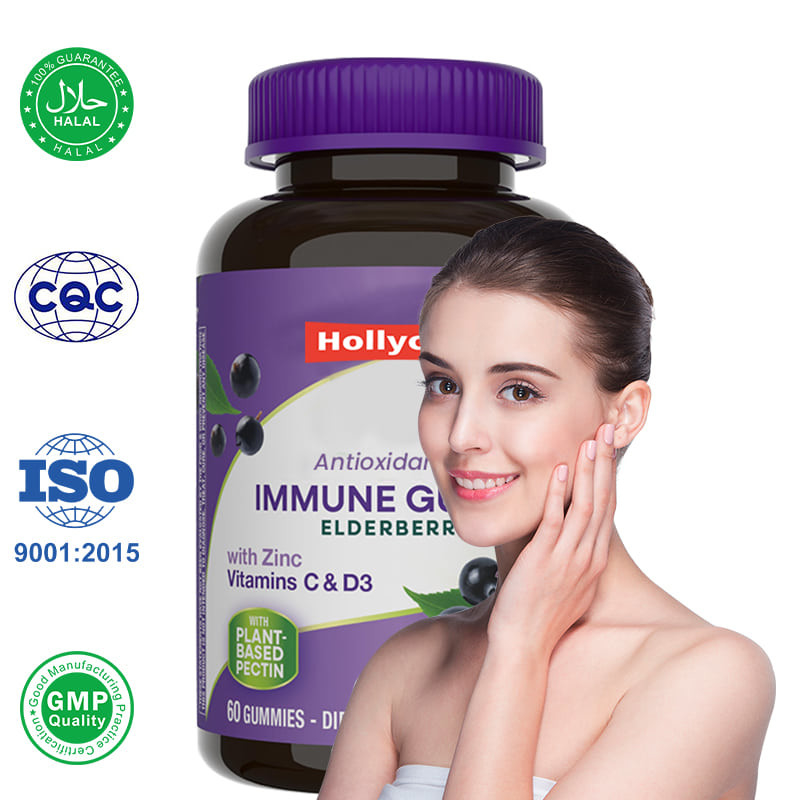 Fabricant Sambucus Black Elderberry Gummies pour les enfants Vitamine Supplément de soutien immunitaire Antioxydant