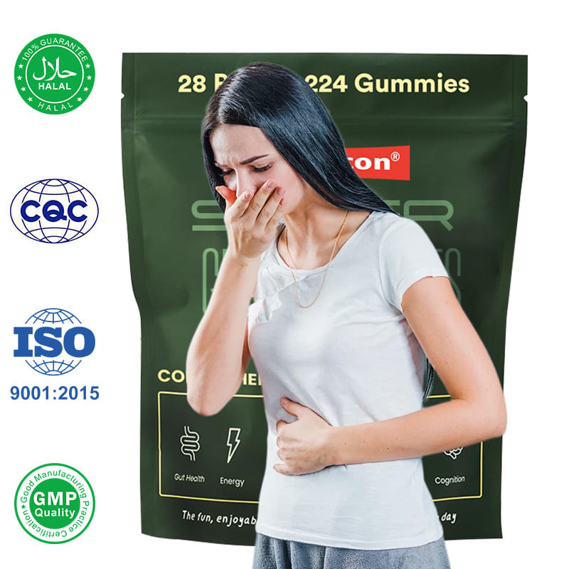 Les gommes de thé vert supplément multivitaminé en poudre de spiruline améliorent la santé intestinale, soutiennent l'immunité
