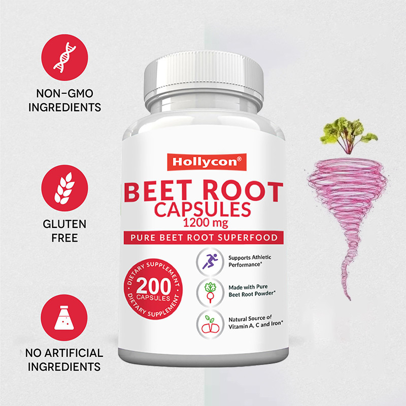 Capsules de racine de betterave pour soutient la pression artérielle 1200mg Capsules de poudre de racine de betterave
