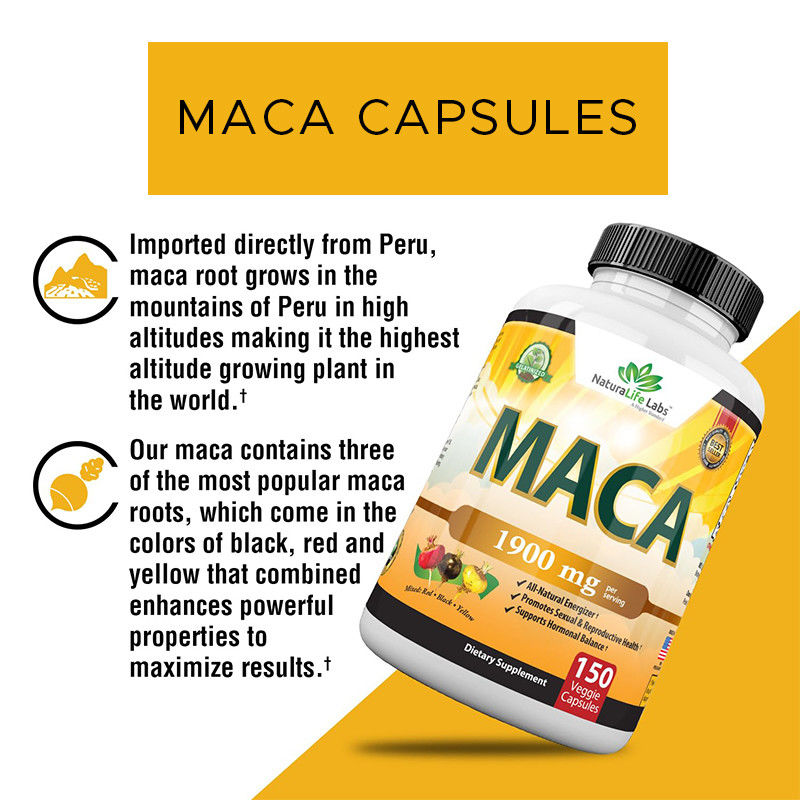 Capsules de racine de maca mélange organique de racine de maca pour le soutien de l' humeur Capsules de maca