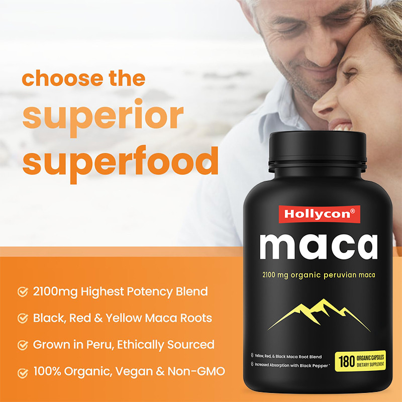 Capsules de racine de maca 2100 mg mélange organique de racine de maca pour fournir de l'énergie Capsules de maca