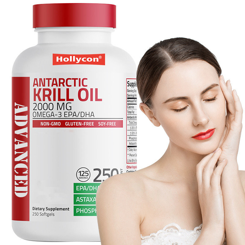 L'huile de krill de l'Antarctique pour soutenir la santé générale 2000 mg huile de krill de l'Antarctique Softgels