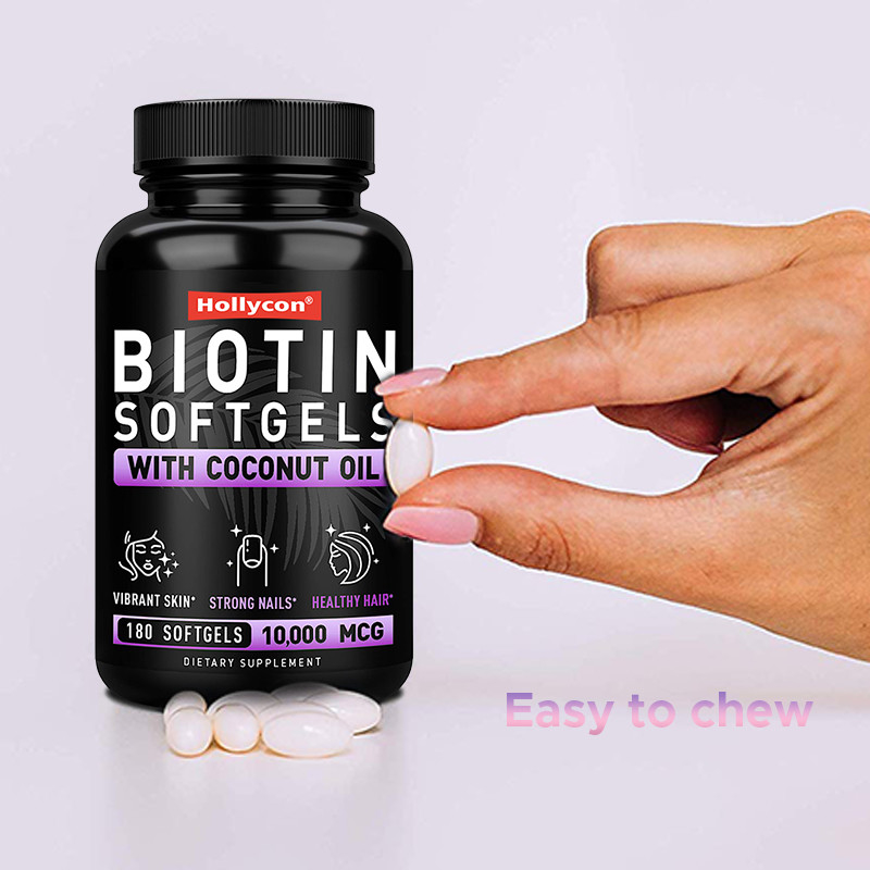 Gels souples à base de biotine pour ongles forts Biotine avec huile de noix de coco pour les cheveux