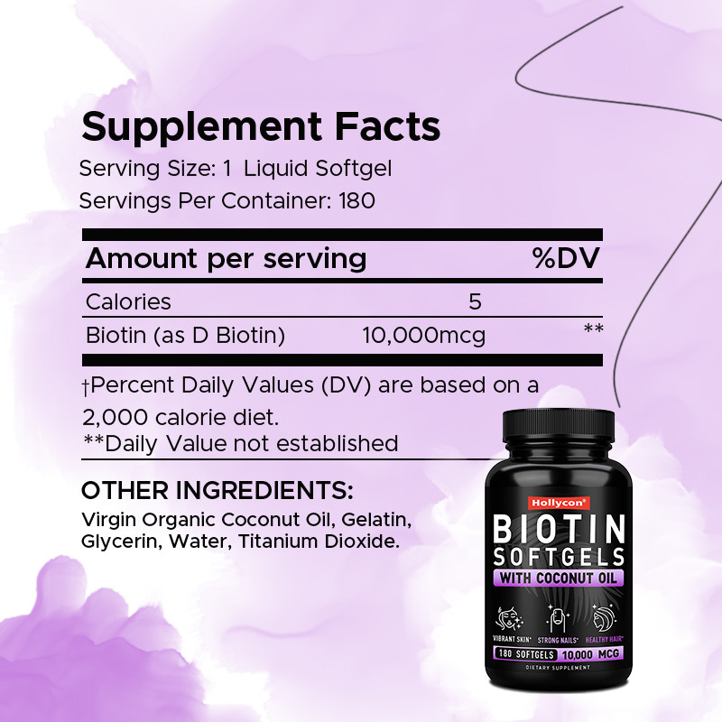 Gels souples à base de biotine pour ongles forts Biotine avec huile de noix de coco pour les cheveux