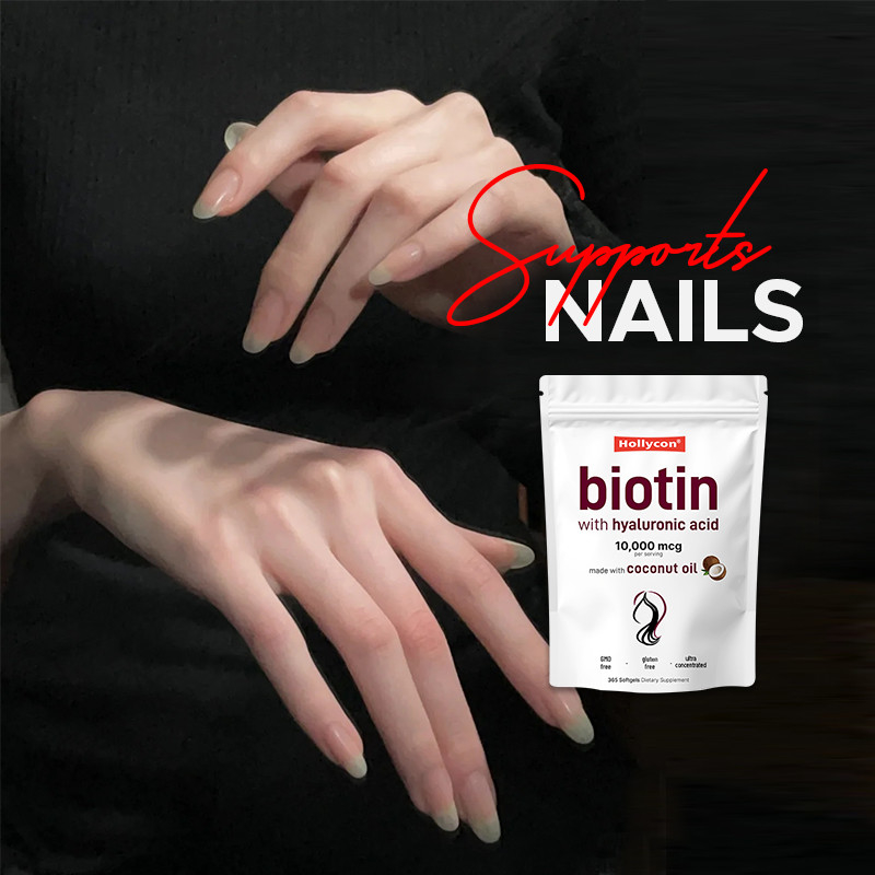 Supplément de biotine 10 000mcg Biotine Softgels pour les cheveux et la peau en bonne santé Biotine Softgels