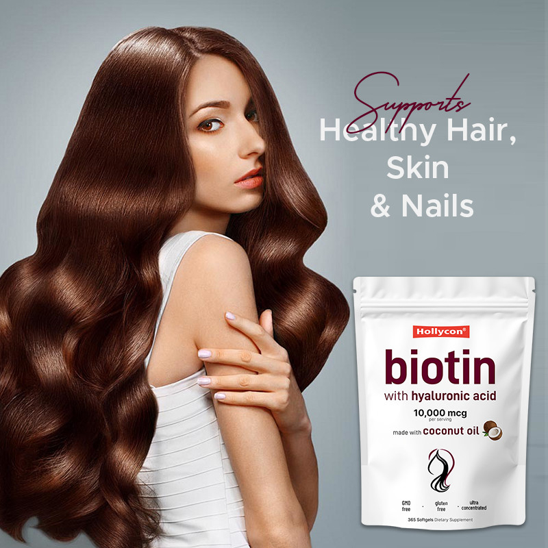 Supplément de biotine 10 000mcg Biotine Softgels pour les cheveux et la peau en bonne santé Biotine Softgels