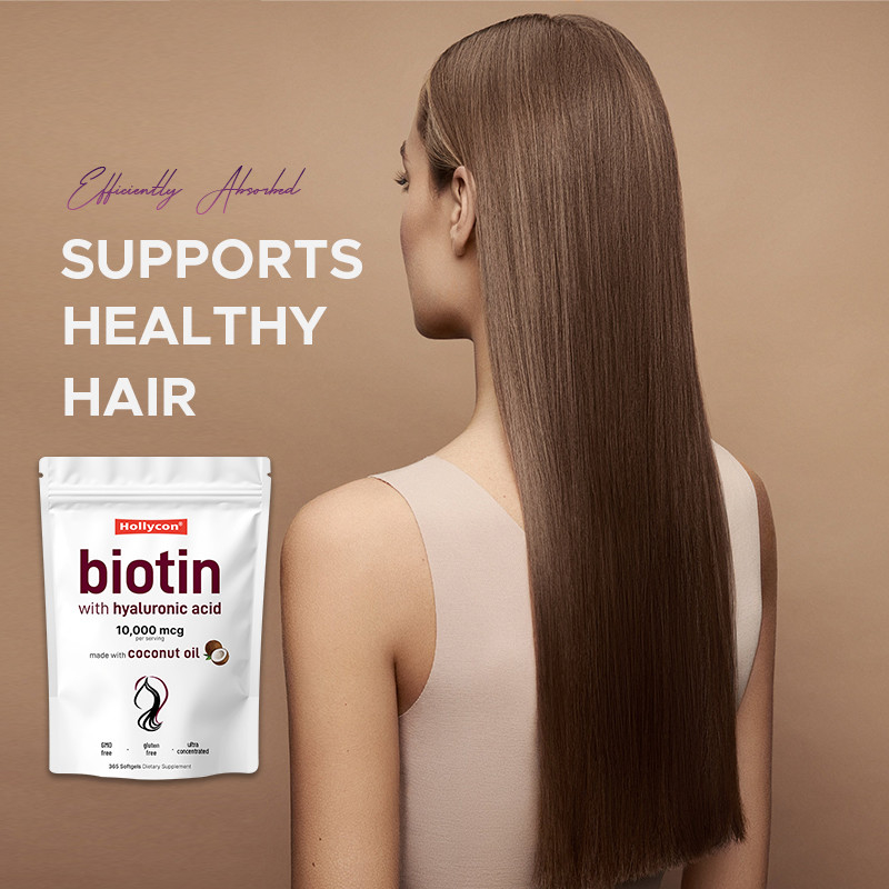 Supplément de biotine 10 000mcg Biotine Softgels pour les cheveux et la peau en bonne santé Biotine Softgels