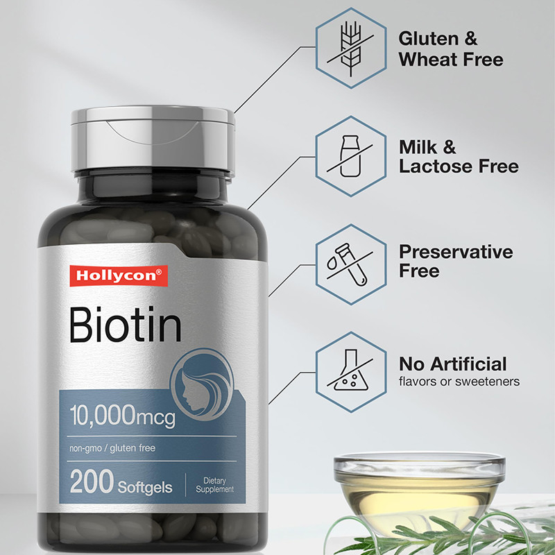 Supplément de biotine pour la santé des cheveux 10.000mcg Biotine Softgels pour la santé des cheveux et des ongles