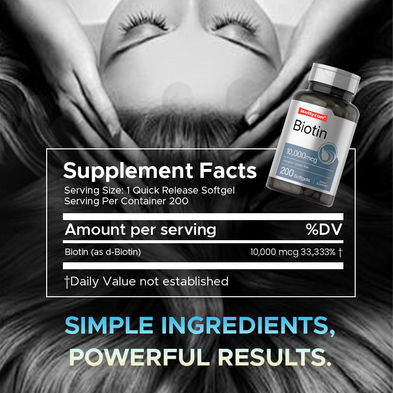 Supplément de biotine pour la santé des cheveux 10.000mcg Biotine Softgels pour la santé des cheveux et des ongles