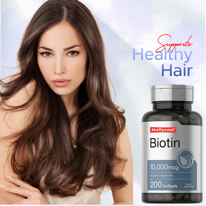 Supplément de biotine pour la santé des cheveux 10.000mcg Biotine Softgels pour la santé des cheveux et des ongles