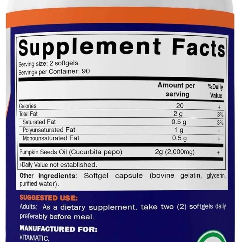 OEM huile de graines de citrouille gels doux pour promouvoir la santé du cuir chevelu 2000 mg huile de graines de citrouille