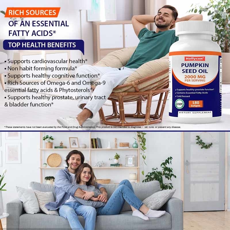 OEM huile de graines de citrouille gels doux pour promouvoir la santé du cuir chevelu 2000 mg huile de graines de citrouille