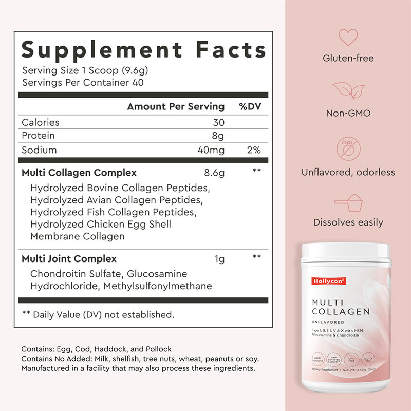Poudre de collagène multi-OEM pour le support capillaire Peptides de collagène hydrolysés Poudre de protéines