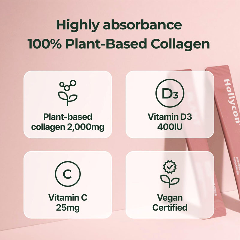 Collagène végétalien avec de la vitamine D3 400 UI pour soutenir les os sains
