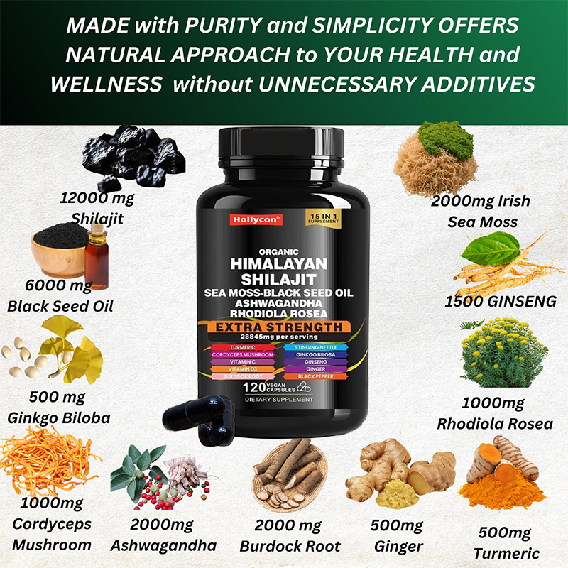 Les capsules de Shilajit Himalayan pur pour le soutien immunitaire
