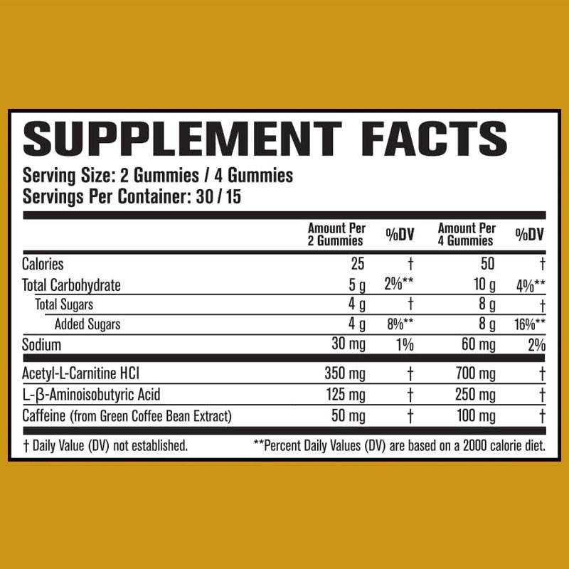 OEM brûleur de graisse thermogénique et gomme de suppression de l'appétit avec acétyl-L-carnitine HCL, MitoBurn, gomme de perte de poids