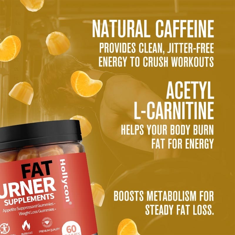 OEM brûleur de graisse thermogénique et gomme de suppression de l'appétit avec acétyl-L-carnitine HCL, MitoBurn, gomme de perte de poids