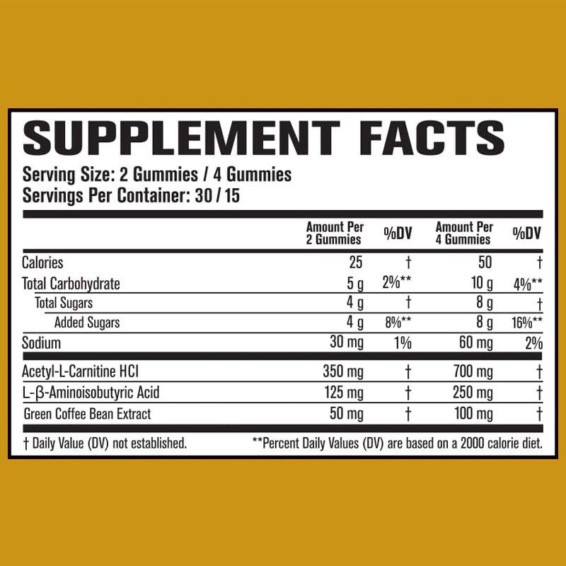 OEM brûleur de graisse thermogénique et gomme de suppression de l'appétit avec acétyl-L-carnitine HCL, MitoBurn, gomme de perte de poids