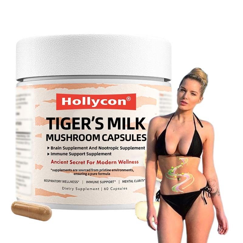 Suppléments de champignons Croissance des cheveux Intestin Cerveau digestif Santé pulmonaire Focus cognitif Respiratoire Lait de tigre Champignons Capsules