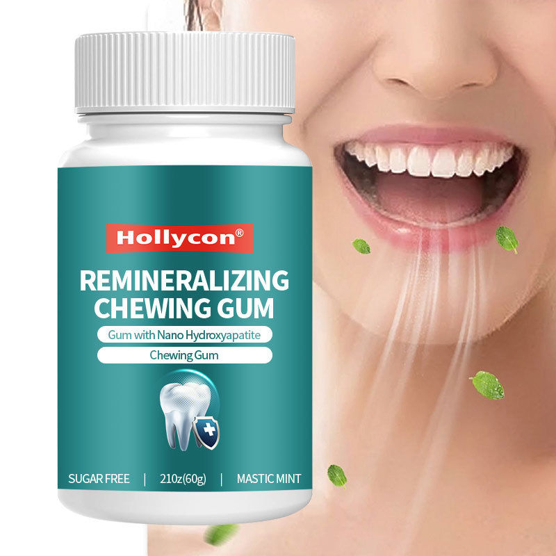 Chewing-gum sans sucre avec nano-hydroxyapatite - Haleine fraîche et santé bucco-dentaire Menthe poivrée Gomme à mâcher reminéralisante