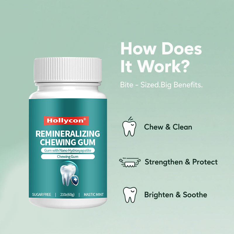 Chewing-gum sans sucre avec nano-hydroxyapatite - Haleine fraîche et santé bucco-dentaire Menthe poivrée Gomme à mâcher reminéralisante