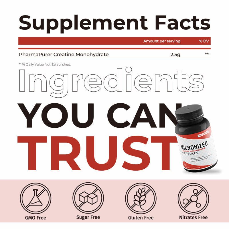 Capsules monohydratées de créatine micronisées d'usine OEM Capsules d'énergie musculaire pour adultes favorisent la réparation musculaire