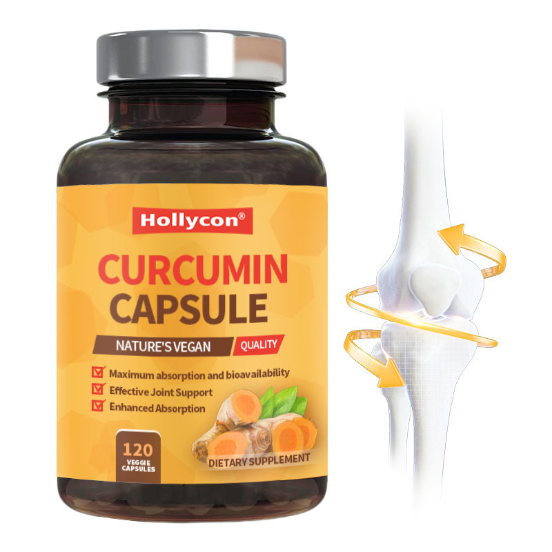 Complément de curcuma et curcumine OEM avec curcuma biologique, gingembre et poivre noir pour une meilleure absorption, soutien articulaire, gélule de curcumine