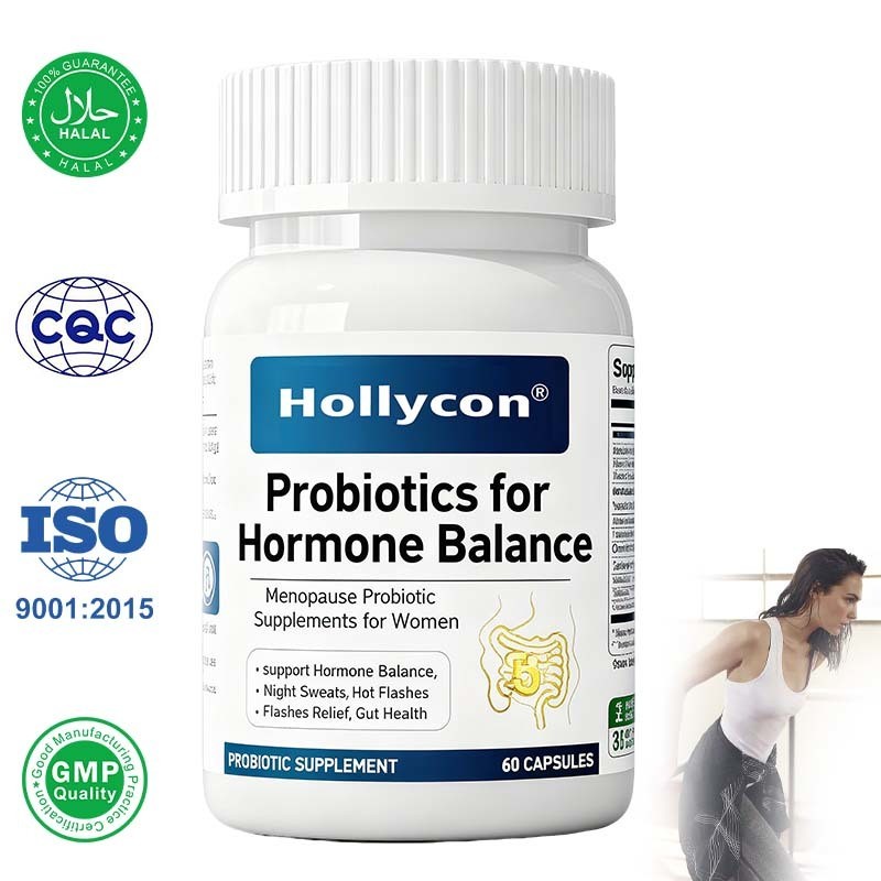 Suppléments probiotiques de ménopause fabriqués en usine OEM / ODM pour femmes - 60 milliards de probiotiques CFU Akkermansia pour l'équilibre hormonal, les sueurs nocturnes, le soulagement des bouffées de chaleur, la santé intestinale, formule personnalisée