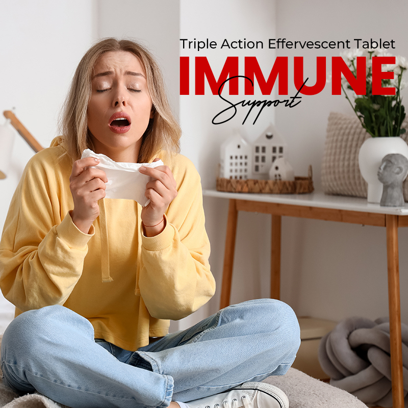 Triple Action Effervescent Tablet OEM Factory Vitamins Supplement for Adult Seasonal Immune Support Maintains Immune Function